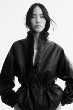 H&M - Women Black Oversized Drawstring-Waist Jacket