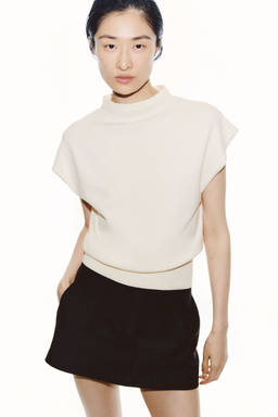 H&M - Women White Cap-Sleeved Fine-Knit Top
