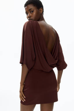 H&M - Women Brown Cape-Sleeved Low-Back Dress