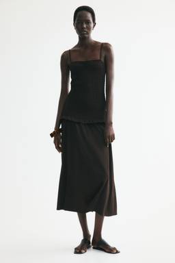 H&M - Women Brown Smocked-Bodice Strappy Dress