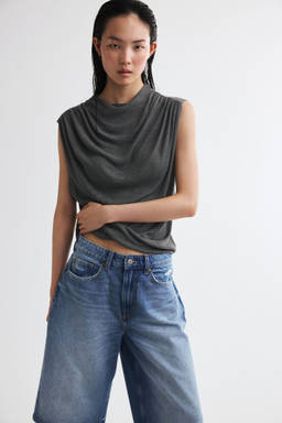 H&M - Women Grey Draped Knitted Top