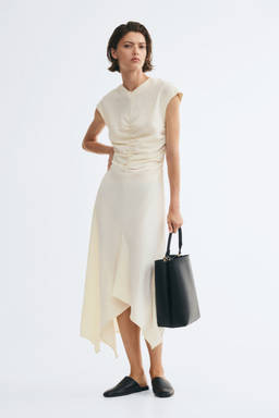 H&M - Women White Cap-sleeved handkerchief dress