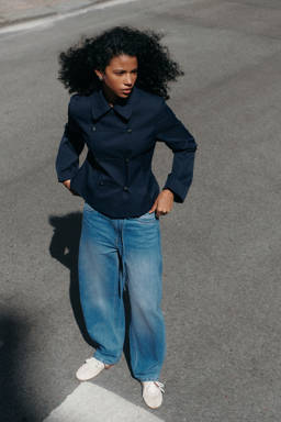 H&M - Women Blue Barrel High Waist Jeans