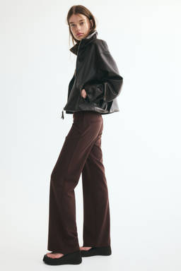 H&M - Women Brown Low-Waisted Twill Trousers