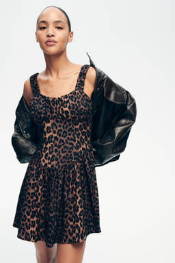 H&M - Women Brown Printed Flared-Skirt Dress