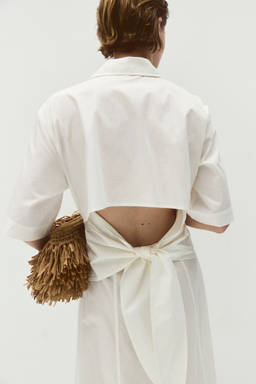 H&M - Women White Tie-back poplin dress