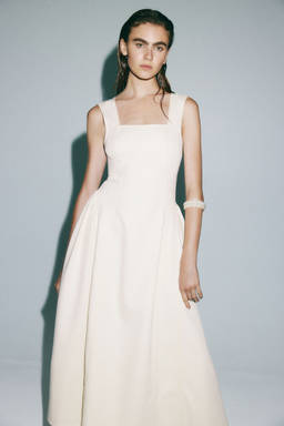 H&M - Women White Flared-skirt twill dress