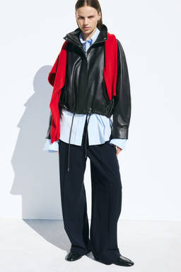H&M - Women Navy Blue Tailored Barrel Trousers