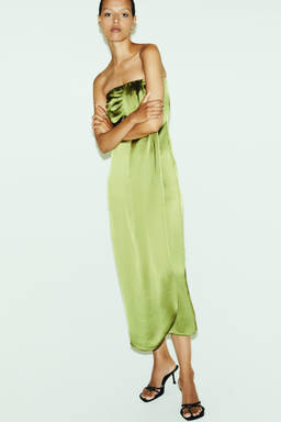 H&M - Women Green Satin Bandeau Dress