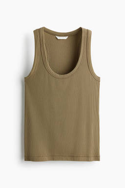 H&M - Women Green Ribbed Viscose Vest Top