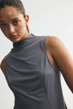 H&M - Women Grey Modal-Blend Turtleneck Top