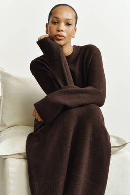 H&M - Women Brown Knitted Maxi Dress