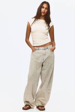 H&M - Women White Draped Cap-Sleeved Top