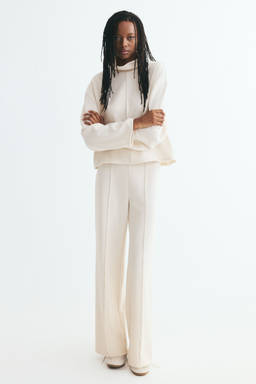 H&M - Women Beige Crease-Front Trousers