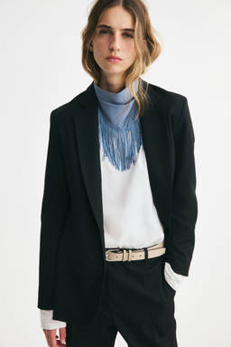H&M - Women Black Single-Breasted Twill Blazer
