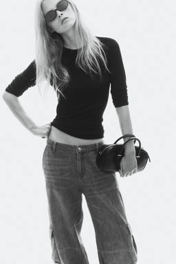 H&M - Women Black Fitted Long-Sleeved Top