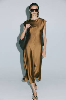 H&M - Women Gold Satin Midi Dress