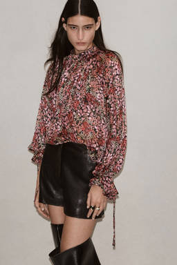 H&M - Women Pink Tie-Detail Chiffon Blouse