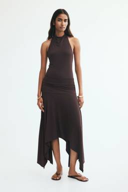 H&M - Women Brown Draped halterneck dress