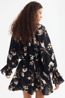 H&M - Women Black Tie-Belt Tunic Dress