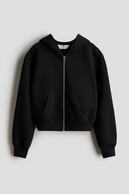 H&M - Girls Black Zip-Through Brushed-Inside Hoodie