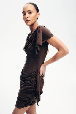 H&M - Women Brown Draped-Panel Bodycon Dress