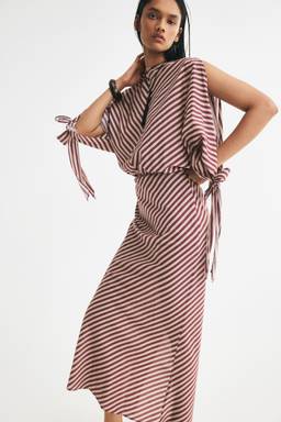 H&M - Women Red Tie-detail midi dress