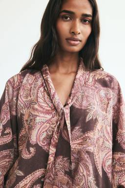 H&M - Women Purple Tie-Neck Blouse