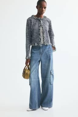 H&M - Women Blue Wide Regular Waist Cargo Jeans