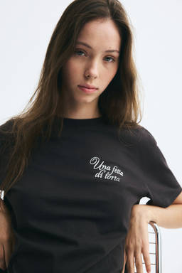 H&M - Women Black Printed T-Shirt