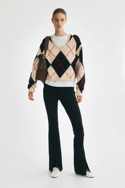 H&M - Women Black Flared Crease-Leg Leggings