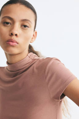 H&M - Women Brown Fitted Turtleneck Top