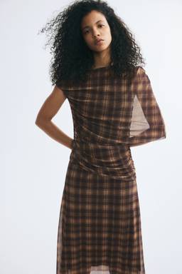 H&M - Women Brown Draped Cape-Detail Dress