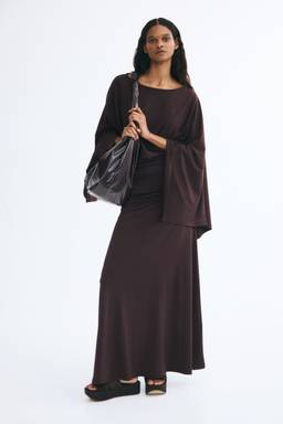 H&M - Women Purple Draped Batwing-Sleeved Dress