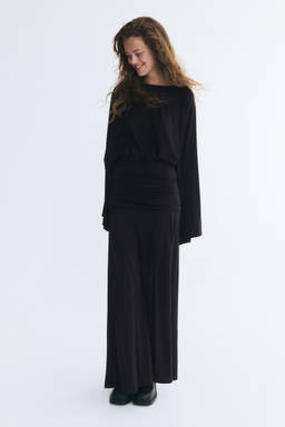 H&M - Women Black Draped Batwing-Sleeved Dress