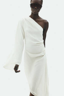 H&M - Women White Draped Asymmetric Dress