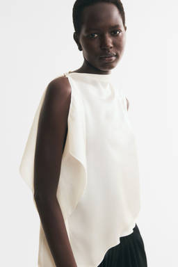 H&M - Women White Cape-detail viscose top