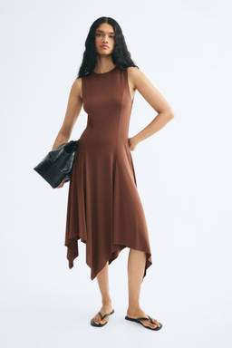 H&M - Women Brown Jersey Handkerchief Dress
