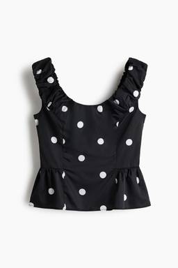 H&M - Women Black Ruched Peplum Top