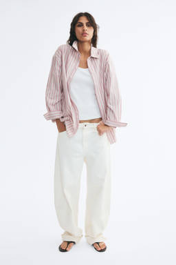 H&M - Women Pink Oversized Poplin Shirt