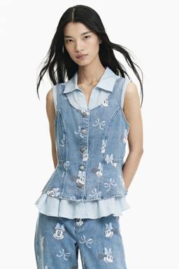 H&M - Women Blue Printed Denim Top