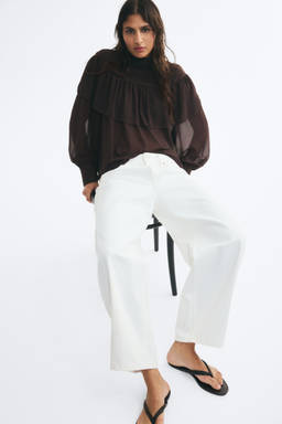 H&M - Women Brown Balloon-Sleeved Blouse