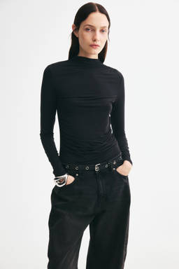 H&M - Women Black Draped modal top