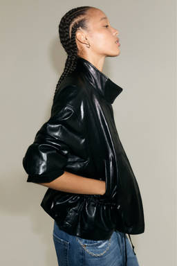 H&M - Women Black Coated Drawstring Jacket