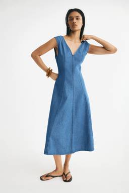 H&M - Women Blue Flared denim dress