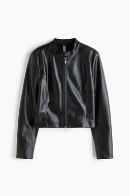 H&M - Women Black Zip-Through Biker Jacket