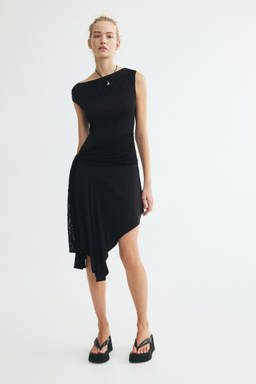 H&M - Women Black Draped Lace-Panel Dress