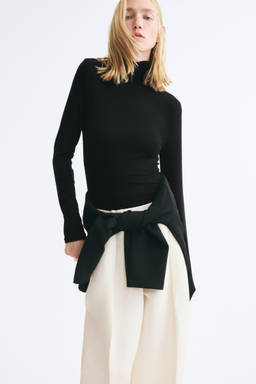 H&M - Women Black Long-Sleeved Turtleneck Top