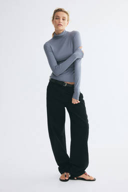 H&M - Women Blue Long-Sleeved Turtleneck Top