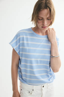 H&M - Women Blue Oversized Lyocell Top